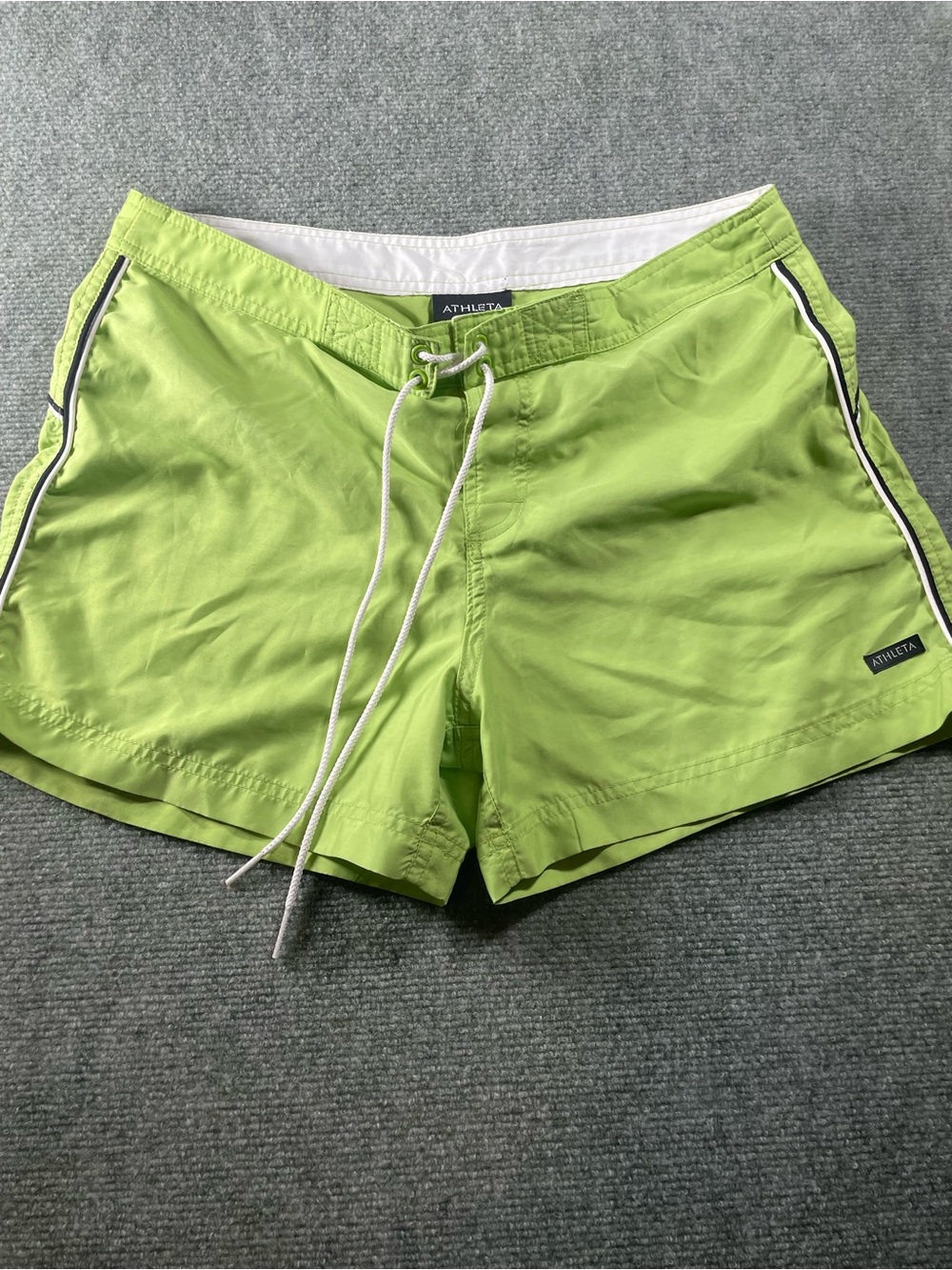 Athleta Lime Green Women’s Swim Trunks with White Drawstring